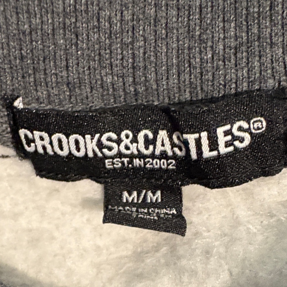 Crooks & Castles Charcoal Gray Embossed Logo Crewneck Sweater - Picture 5 of 8